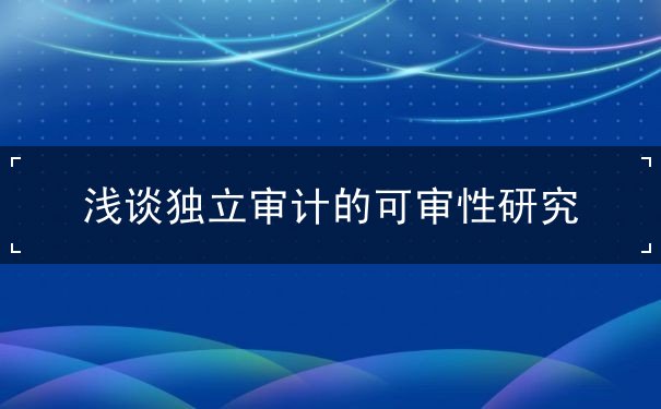 浅谈独立审计的可审性研究 浅谈独立审计的可审性研究