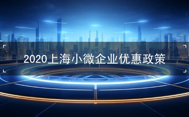 2020上海小微企业优惠政策 2020上海小微企业优惠政策