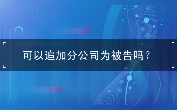 可以追加分公司为被告吗 可以追加分公司为被告吗