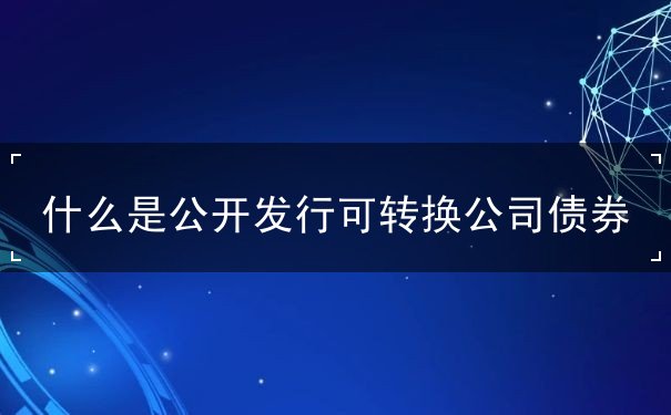 什么是公开发行可转换公司债券 什么是公开发行可转换公司债券