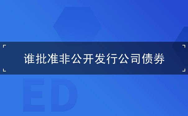 谁批准非公开发行公司债券 谁批准非公开发行公司债券