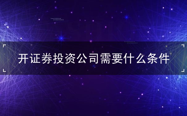 开证券投资公司需要什么条件