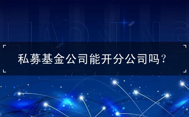 私募基金公司分公司