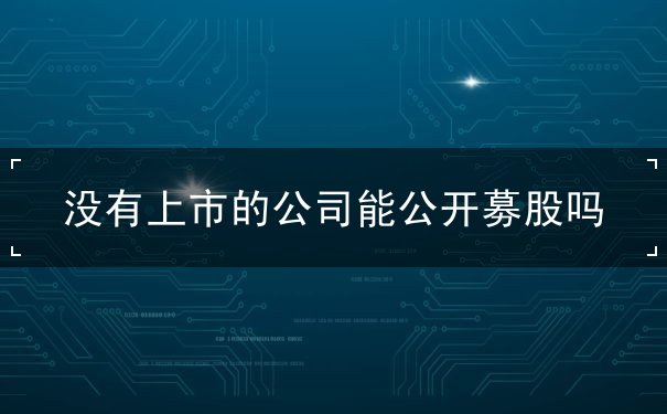 没有上市的公司能公开募股吗 没有上市的公司能公开募股吗
