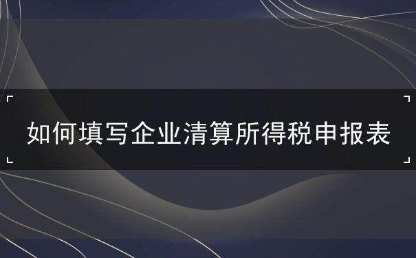 如何填写企业清算所得税申报表
