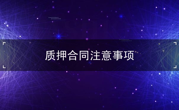 质押合同注意事项