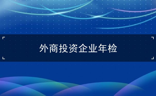 外商投资企业年检 外商投资企业年检