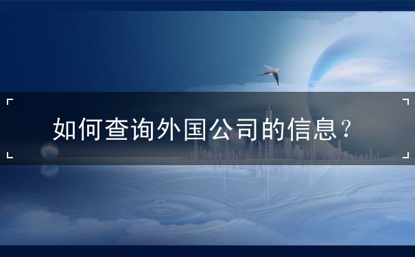 如何查询外国公司的信息？