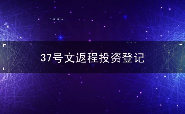 37号文返程投资登记 37号文返程投资登记