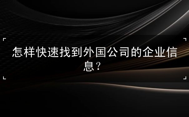 怎样快速找到外国公司的企业信息