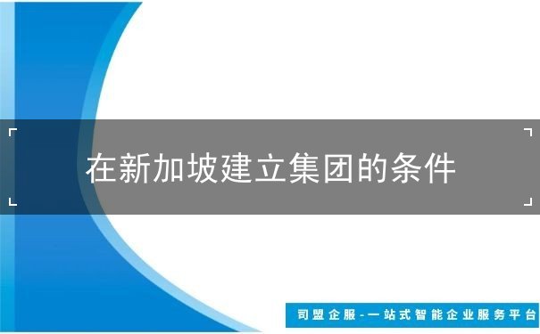 在新加坡建立集团的条件 在新加坡建立集团的条件