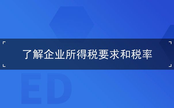 了解企业所得税要求和税率 了解企业所得税要求和税率