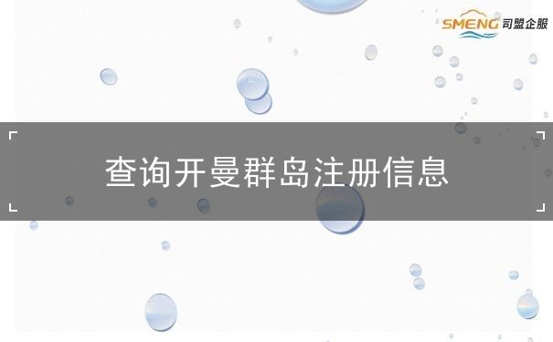 查询开曼群岛注册信息