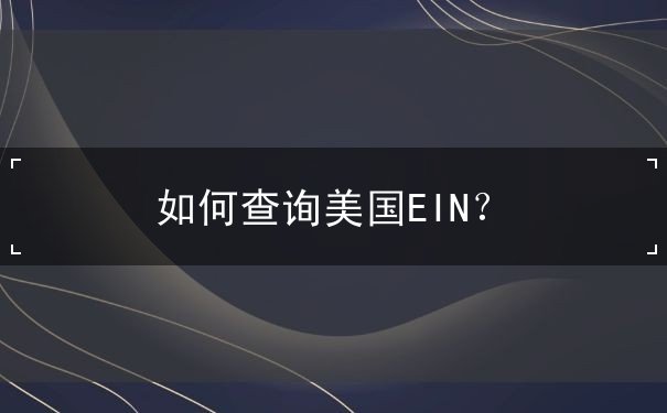 如何查询美国EIN? 如何查询美国EIN?
