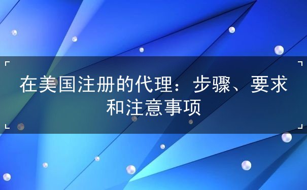 在美国注册的代理 在美国注册的代理