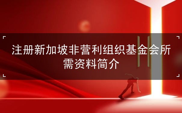 注册新加坡非营利组织基金会所需资料简介