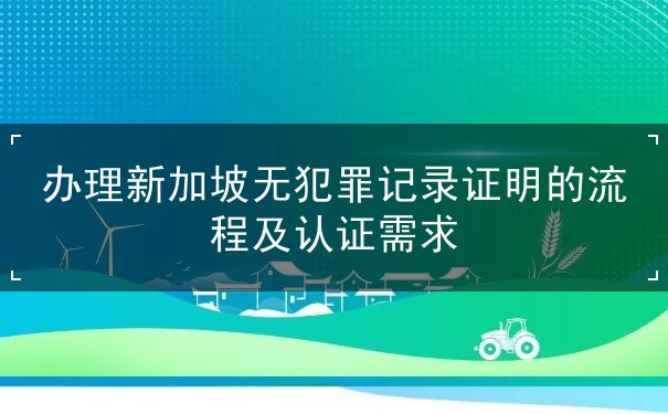 办理新加坡无犯罪记录证明的流程及认证需求