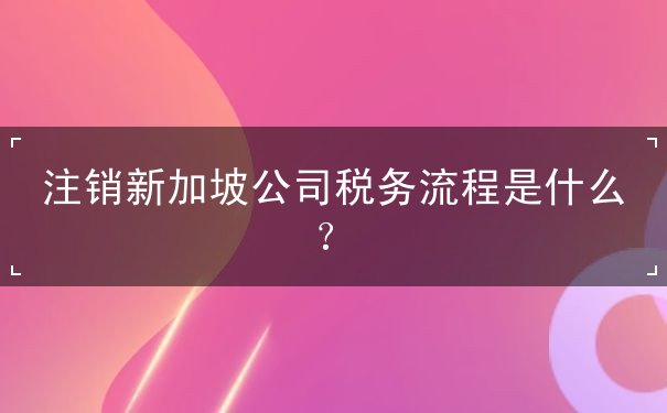 注销新加坡公司税务流程是什么