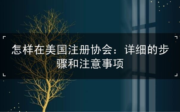 怎样在美国注册协会 怎样在美国注册协会