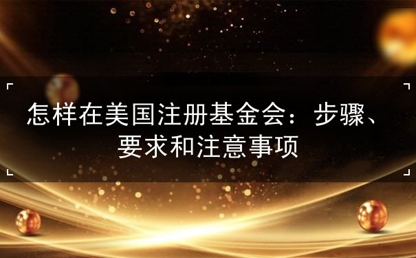 怎样在美国注册基金会