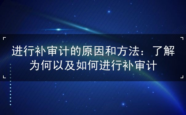 进行补审计的原因和方法