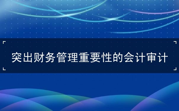 突出财务管理重要性的会计审计