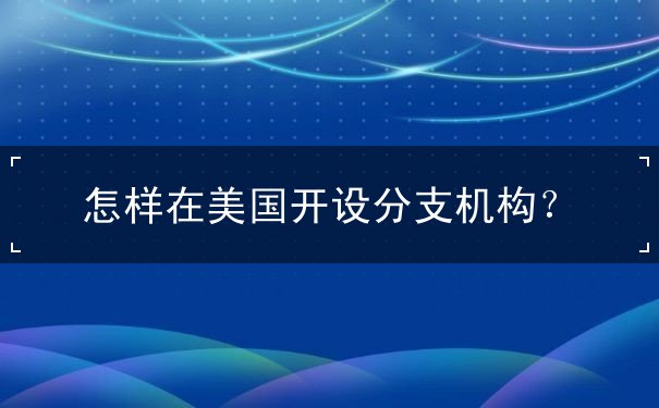 怎样在美国开设分支机构 怎样在美国开设分支机构