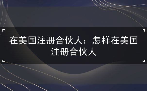 在美国注册合伙人