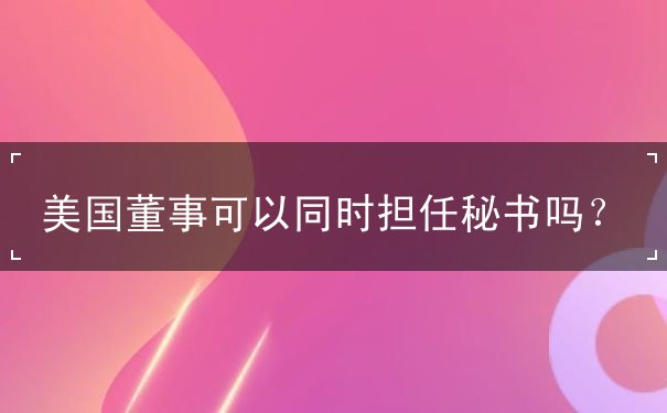 美国董事可以同时担任秘书吗