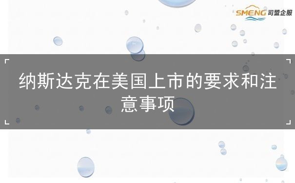 纳斯达克在美国上市的要求和注意事项