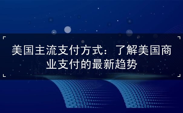 美国主流支付方式 美国主流支付方式