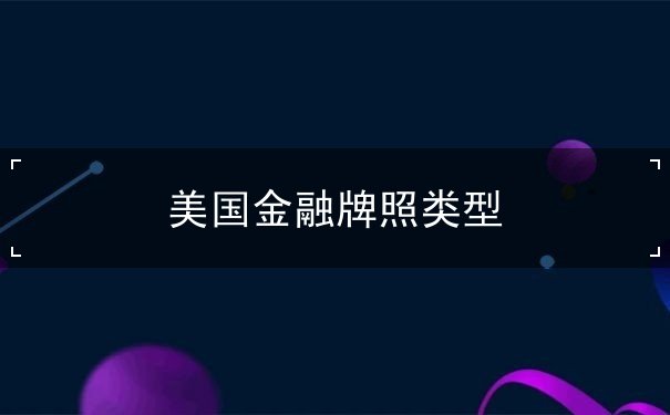美国金融牌照类型 美国金融牌照类型