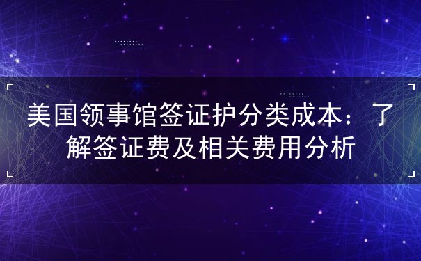 美国领事馆签证护分类成本 美国领事馆签证护分类成本
