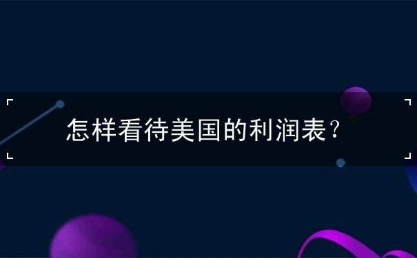 怎样看待美国的利润表 怎样看待美国的利润表