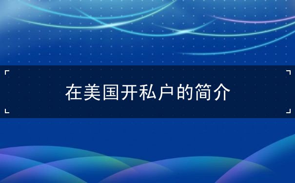 在美国开私户的简介